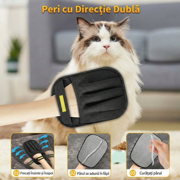 Mănușă pentru îndepărtarea părului de animale