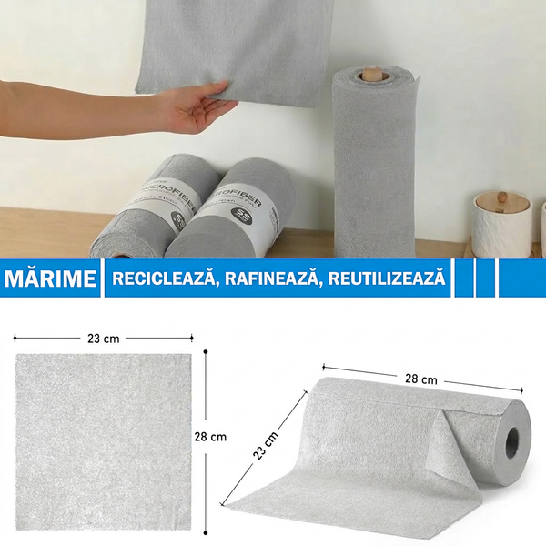 Rolă de Lavete Reutilizabile din Microfibră (30 bucăți)